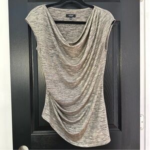Women's Sleeveless Silver Gray Draped Top Size S